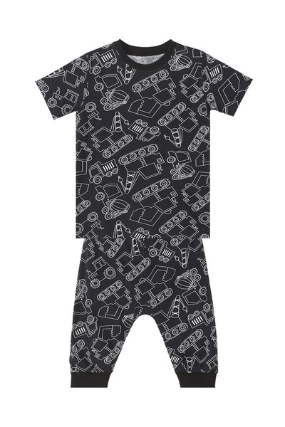 Denokids Car Boy's Black Summer T-Shirt Capri Shorts Set