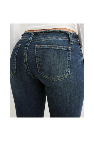 Mokşa Τζιν παντελόνι με κομμένη μέση σκούρο μπλε χαμηλής μέσης τζιν παντελόνι