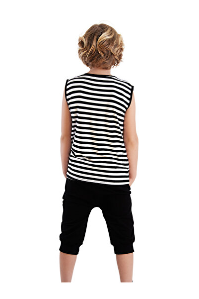 MSHB&G Striped Skull Summer T-shirt and Capri Shorts Set for Boys