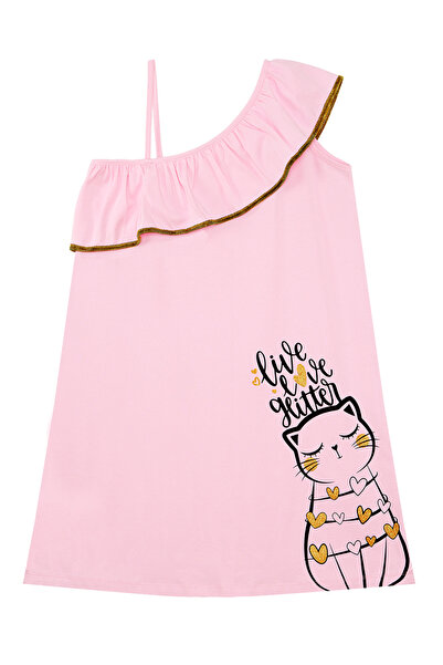MSHB&G Cat Girls' Summer Ruffled Combed Cotton Pink Girls' Dress