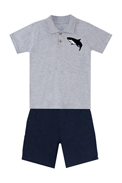 MSHB&G Boy's Polo Neck T-shirt and Gabardine Shorts Set - Shark
