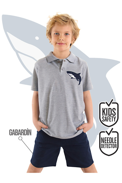 MSHB&G Boy's Polo Neck T-shirt and Gabardine Shorts Set - Shark