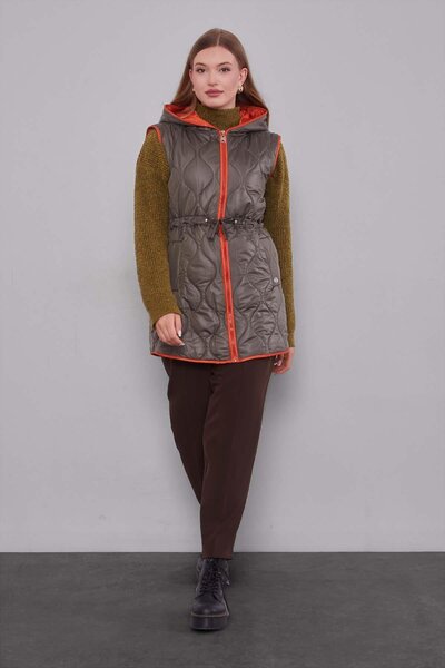 Levidor Hooded Khaki Puffer Vest