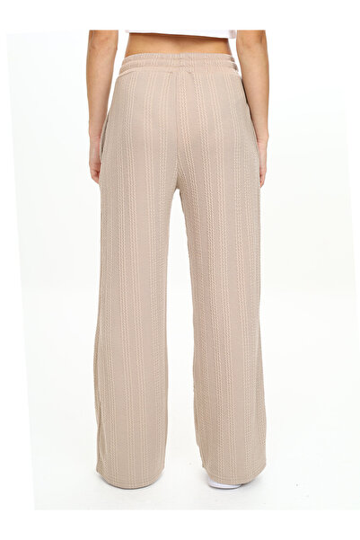 Denokids Girl's Wide Leg Beige Basic Sweatpants