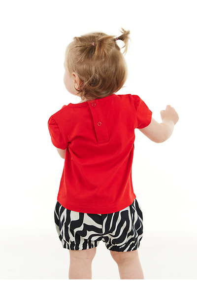 Denokids Ballerina Zebra Baby Girl T-Shirt Poplin Shorts Set