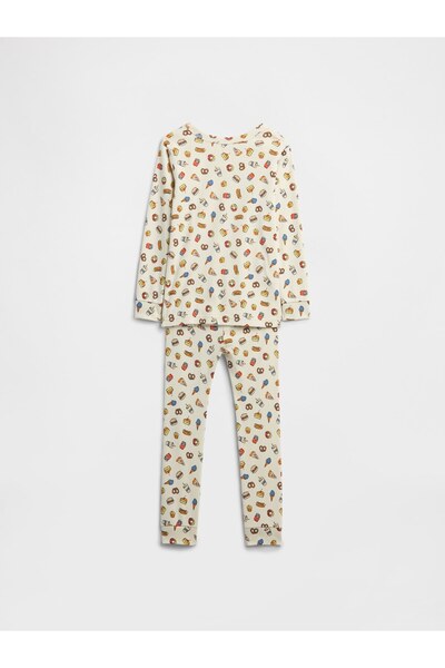 GAP Bebek Kırık Beyaz 100% Organik Pamuk Snacktime Pijama Takımı