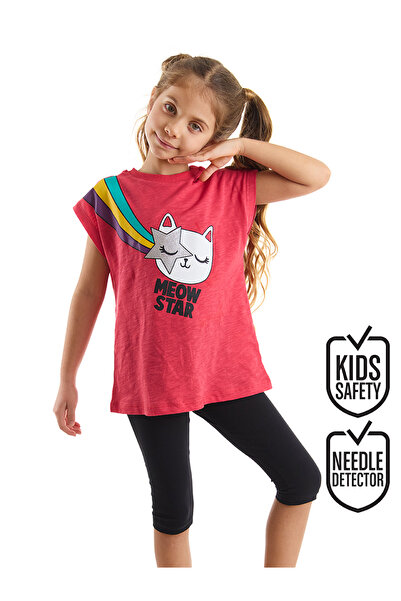 MSHB&G Girl's Black Star Cat T-Shirt and Tights Set