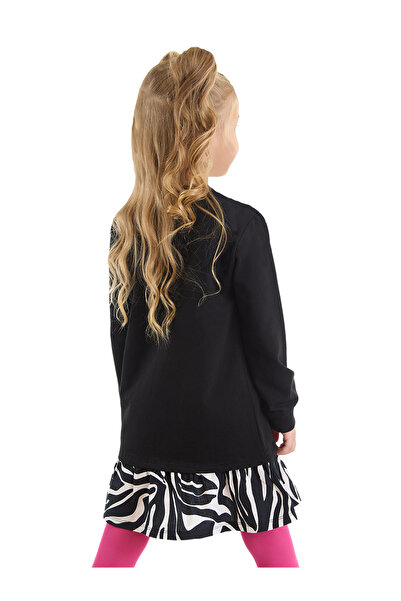 MSHB&G Dívčí zimní nabírané šaty s černým zebrovým potiskem