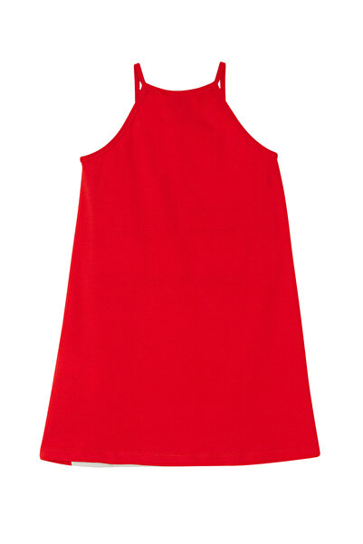 Denokids Unicorn Love Girl's Strap Red Summer Dress