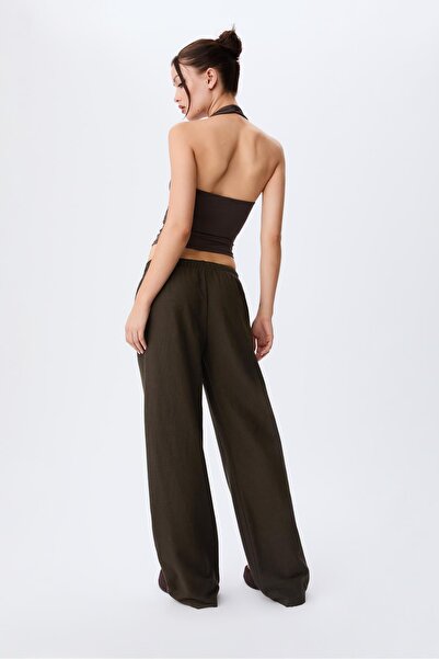 Stradivarius Linen blend drawstring trousers