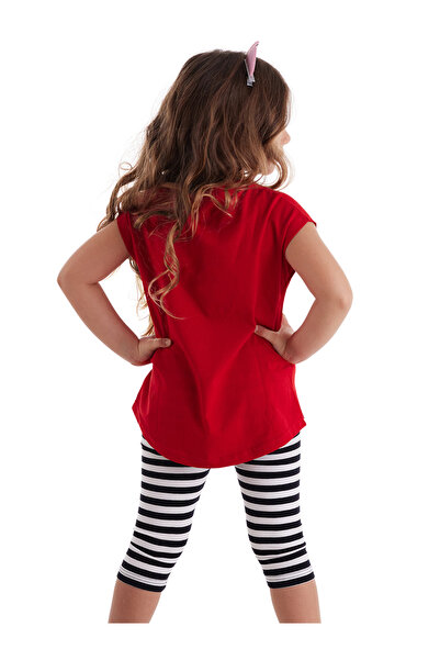 MSHB&G Red Meow Pow Striped Girl's Summer T-Shirt Tights Set