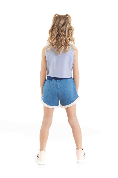 Denokids Raccoon Girl Shirt Denim Shorts Set