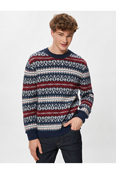 Koton Jacquardpullover mit Rundhalsausschnitt