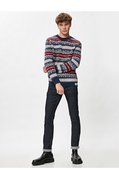 Koton Jacquardpullover mit Rundhalsausschnitt