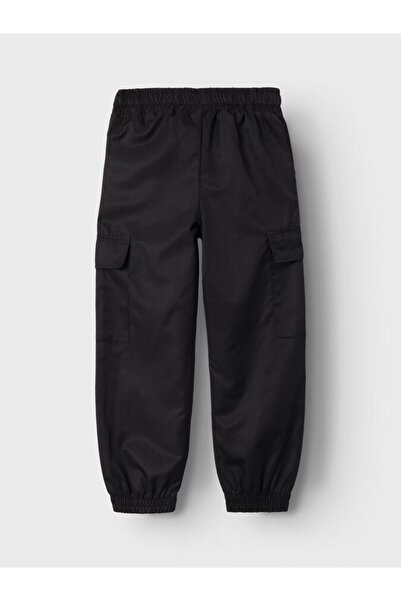 Colorstories Satin Textured Black Cargo Pocket Pants
