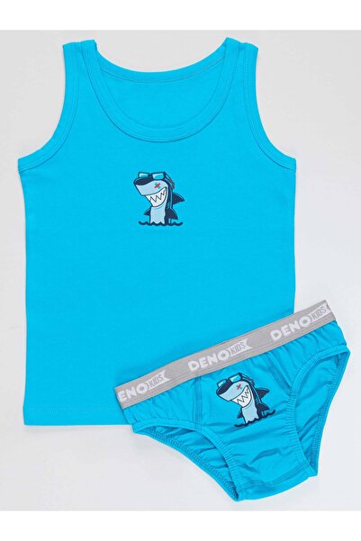 Denokids Shark Boy Blue Athlete Slip Suit