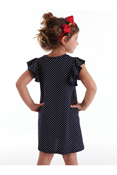 MSHB&G Flowers Girl's Polka Dot Navy Blue Summer Ruffle Dress