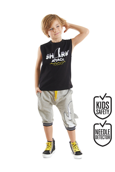 Denokids Shark Attack Boy T-shirt Capri Shorts Set