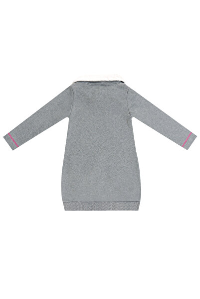 MSHB&G Gray Plush Girl's Winter Dress - Shawl Collar and Cat Pocket