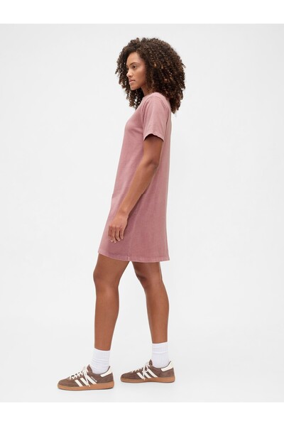 GAP Kadın Pembe Logo Relaxed T-Shirt Elbise