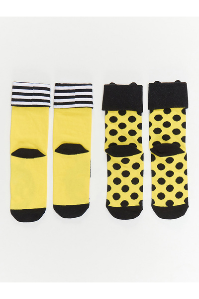 Denokids Arı Girl Yellow Black Sock Set of 2