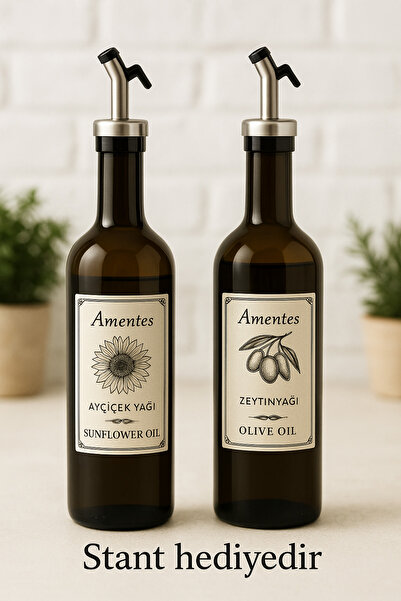 Amentes وعاء زيت من الخيزران، عبوة من قطعتين، 750 مل، زيت زيتون، زجاجة زيت سائل، وعاء زيت، زجاجة زيت مع حامل هدية