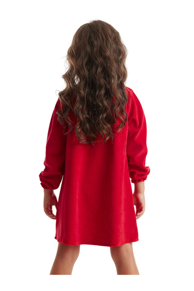 Denokids Baby Deer Girl Velvet Red Christmas Dress