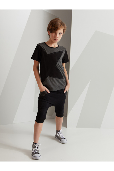 MSHB&G Gray Star Boy's T-shirt Capri Shorts Set