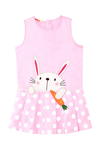 Denokids Dívka - Růžové letní puntíkované šaty bez rukávů