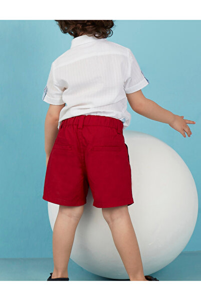 Ollie&Olla Red Boy's Gabardine Shorts with V Pocket