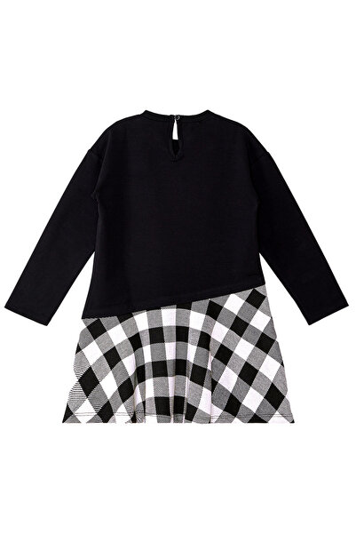MSHB&G Black Cat Plaid Asymmetric Cut Winter Dress for Girl