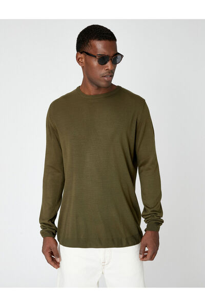 Koton Khakifarbener Herrenpullover 3WAM70017HT