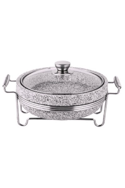 ELEGANT HOME Stone pot with lid and 18cm stainless steel heating base