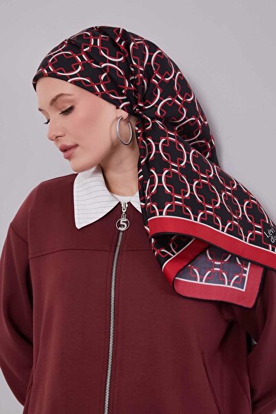 Levidor Red Elliptical Pattern Twill Silk Scarf