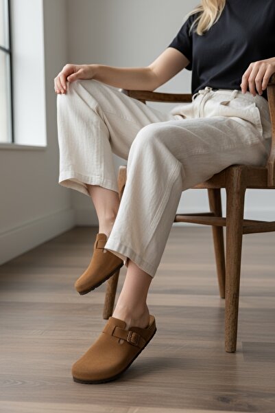 Land of Cork Унісекс Анатомічна арка з підтримкою натуральної пробкової підошви Замшева шкіра Таба Закриті капці Сабо