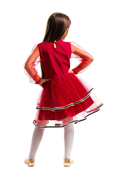 Denokids Tulle Deer Girl Red New Year Tutu Dress