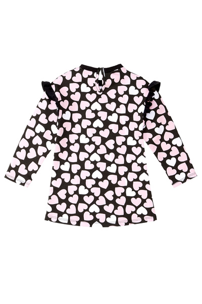 Denokids Dívčí šaty s dlouhým rukávem se stříbrným srdcem