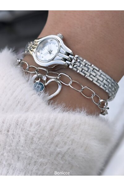 Bonicce Rose Color Vintage Metal Band Women's Wrist Watch - Minimal Case (Diameter 20mm) Bracelet