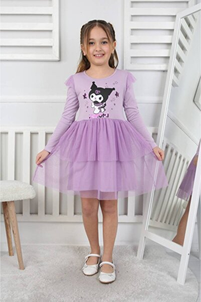 Monkabox Uzun kollu %100 Pamuk Kuromi Penye Tütü Elbise