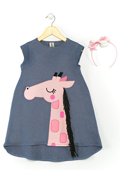 Denokids Pink Giraffe Girl's Dress+Headband