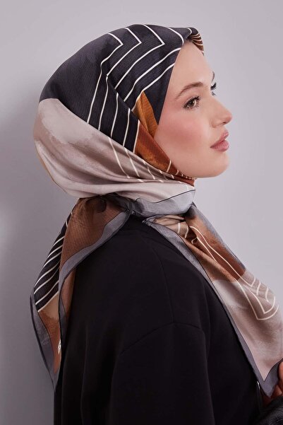 Levidor Gray Patterned Twill Silk Scarf