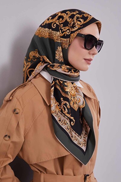 Levidor وشاح حريري بنمط فاراك كاكي