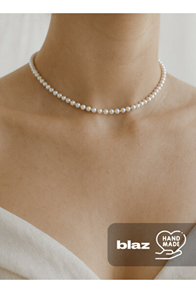 SOFT İnci Görünümlü Minimal Choker Kolye Gelin Günlük Kombin İçin Zarif - Bla...