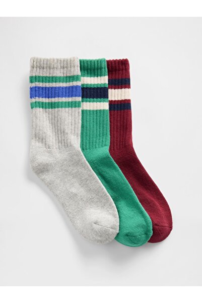 GAP Erkek Çocuk Çok Renkli Varsity Slouchy Crew Çorap (3’lü)