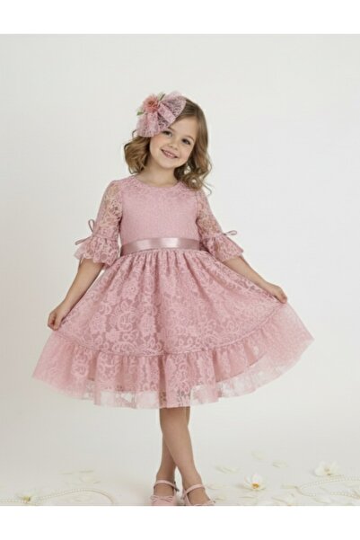 Şenkız Κοριτσίστικο φόρεμα με δαντέλα Princess Model για πάρτι γενεθλίων και φόρεμα ειδικών περιστάσεων