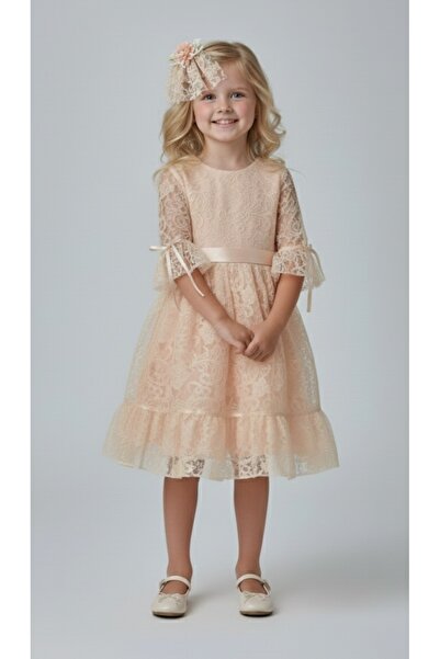 Şenkız Haljina za devojčice sa kopčom i čipkom, model princeze za Eid, rođend...