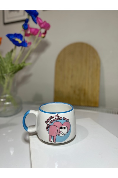 Inspire Ceramic Esprili Seramik Kahve Kupası 200 ml Komik Baskılı Seramik Hediyelik Kupa | Sakin Ol Çok Borcun Var K