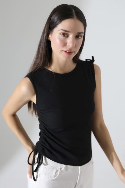 Şiir Bluză și top pentru femei, fără mâneci, cu șireturi, tunel asimetric pe ...