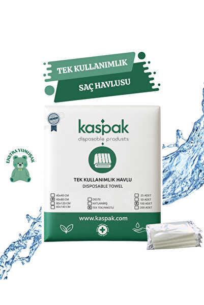 kaspak Tek Kullanımlık Havlu 100 Adet Tek Tek Paketli 40*80 Petek Desenli