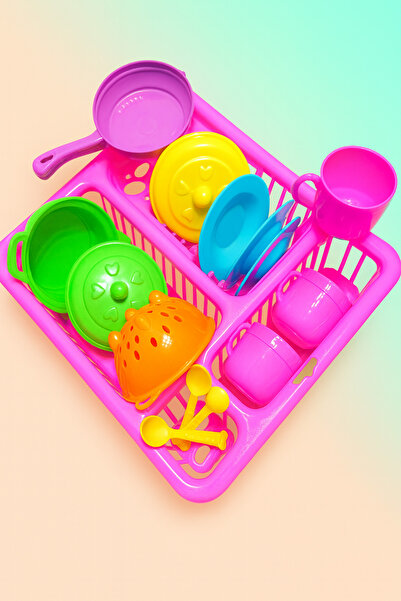 a v d a Dish Rack Set 15 Pieces Large Size Dish Basket Girl's Children's Dollhouse Kitchen Toy